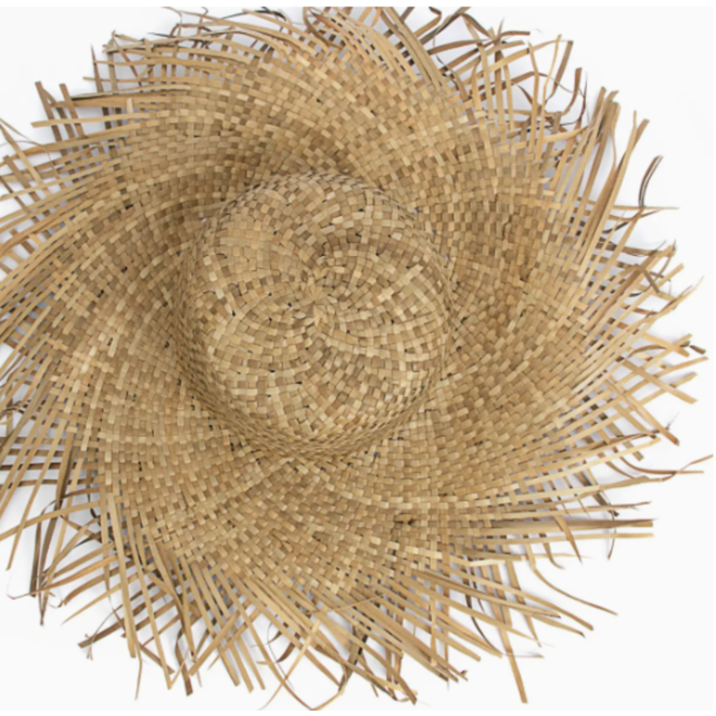 Wide Brim Raffia Hat - Brown