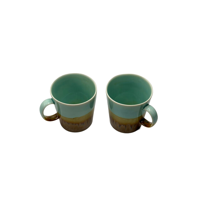Set of 2 Jade and Brown Mugs