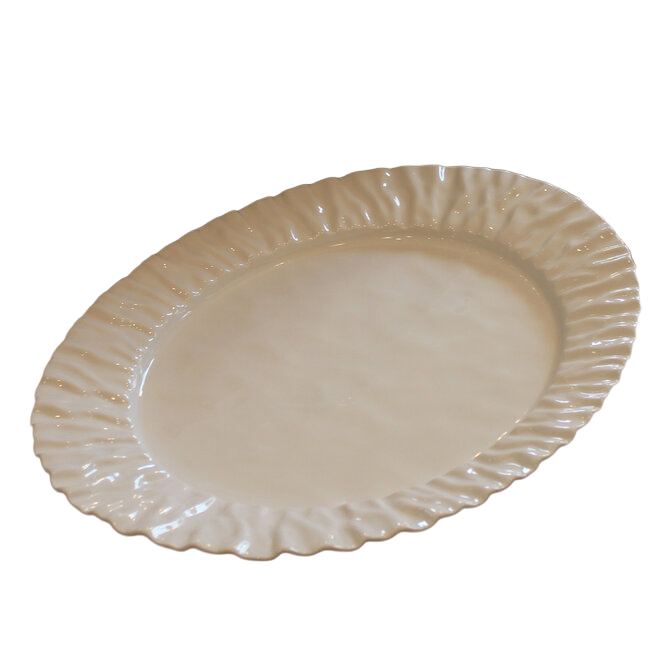 Large Porcelain Platter with Wavy Border