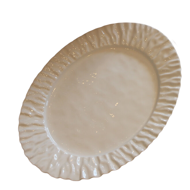 Large Porcelain Platter with Wavy Border