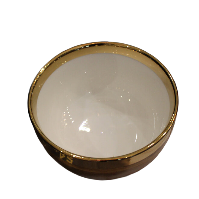 Porcelain Snack Bowl with Gold Rim 4" Round