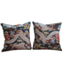 Pair of Navy Dragon Pillows - 19x19
