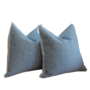 Custom Down Blend Pillows - Light Blue Chenille Pillows with Flange