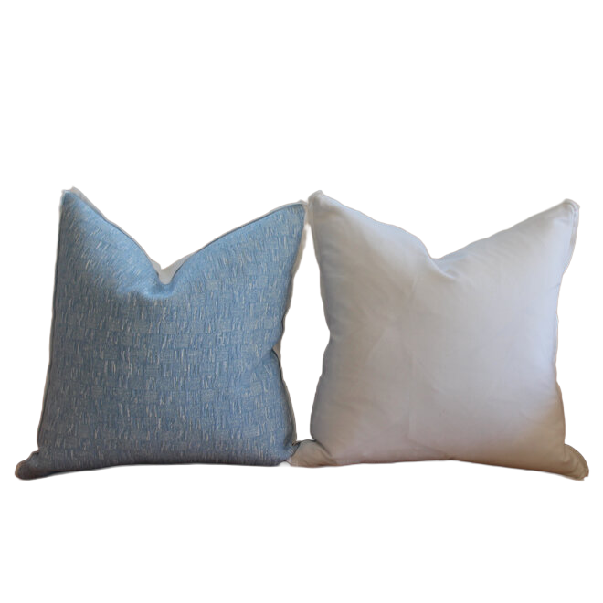 Custom Down Blend Pillows - Light Blue Chenille Pillows with Flange
