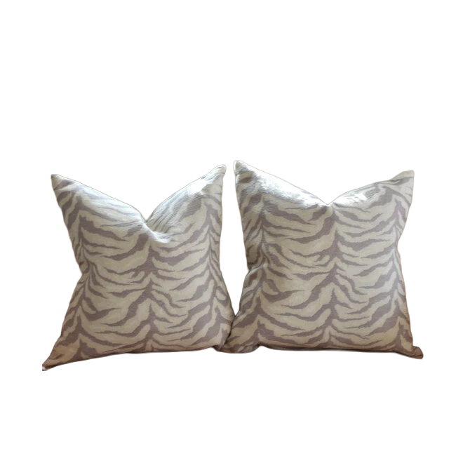 Light Lavender & Cream Zebra Print Down Blend Pillows (Set of 2, 22x22)
