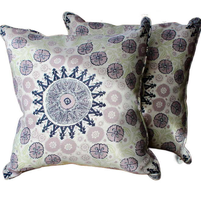 Pair of Down Blend Pillows - Lilac Carleton Fabric