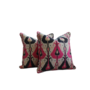 Pink, Black, Cream, & Gold Ikat Down Blend Pillows