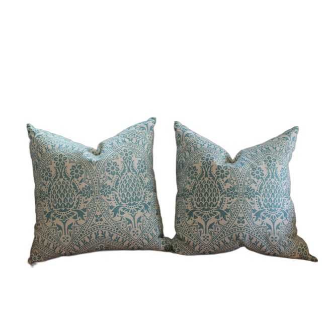 Custom Pair of Down Blend Teal Pillows