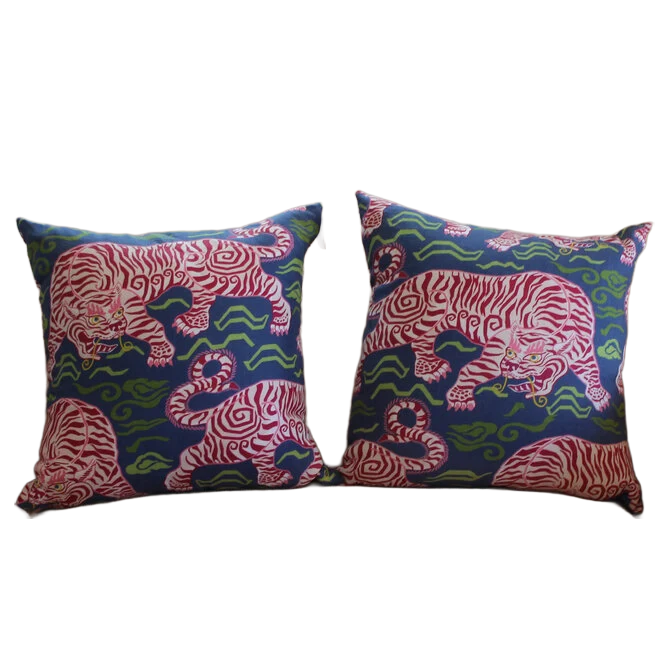 Pair of Tigers of Tibet PIllows - 22x22in