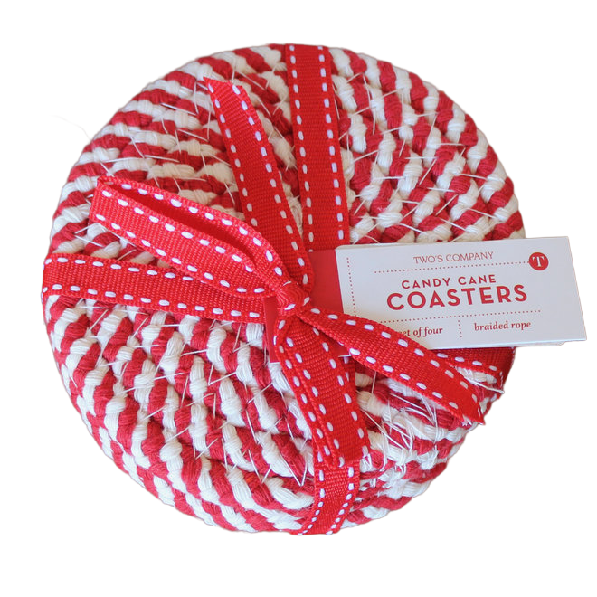 Holiday Candy Stripe Coasters - Set of 4
