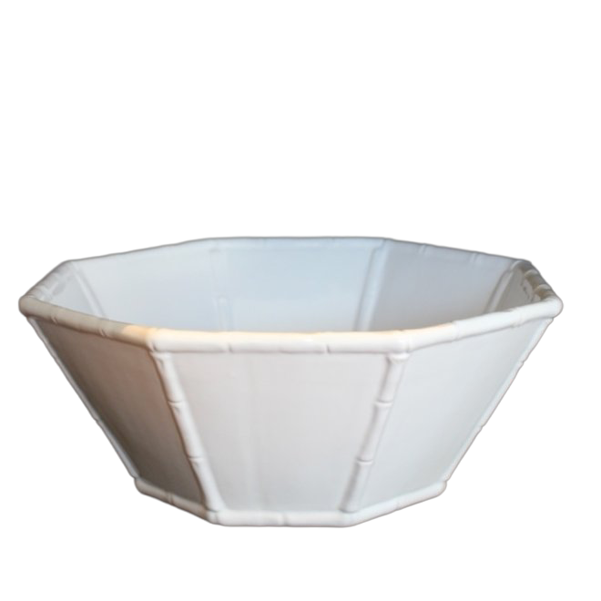 Faux Bamboo Serving Bowl - White