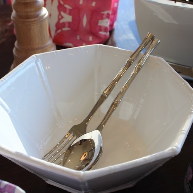 Faux Bamboo Serving Bowl - White