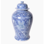 Blue and White Blooming Flower Porcelain Temple Jar