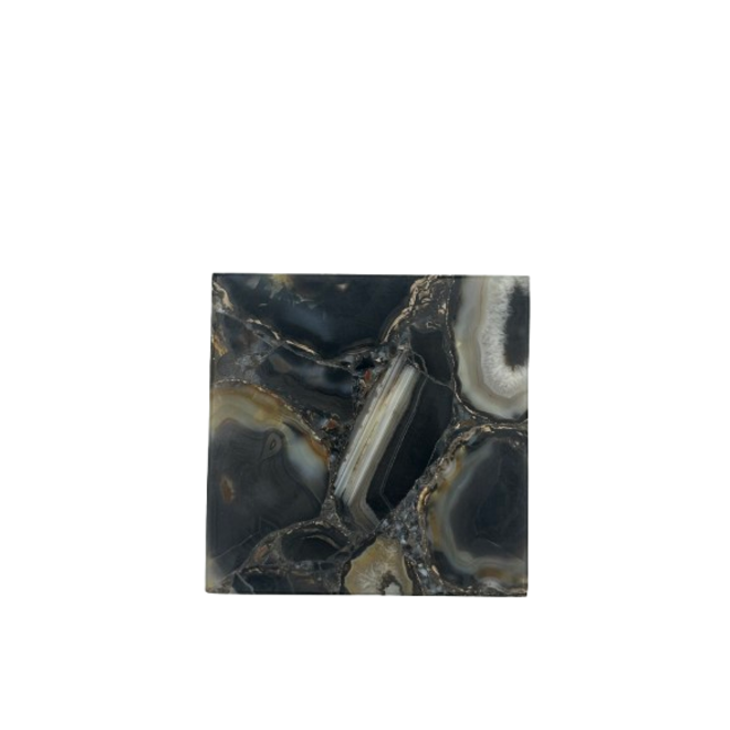 Set of 2 Black Agate Square Boxes