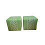 Pair of Custom Green Cubes Schumacher X Mary Mcdonald "Don't Fret"  in Lettuce - 18x18x18