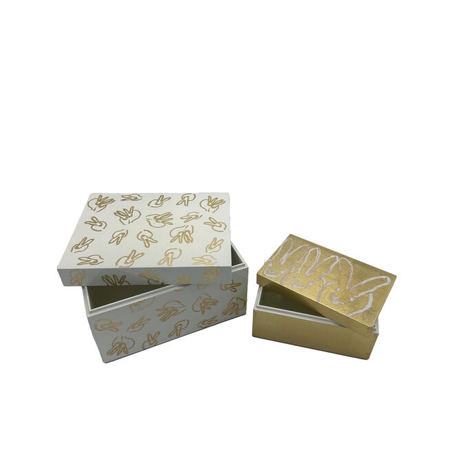 Gold Leaf Bunny Box Set of 2 - Hunt