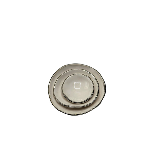 Pinch Pot Nesting Bowls  Platinum Edge - Set of 3