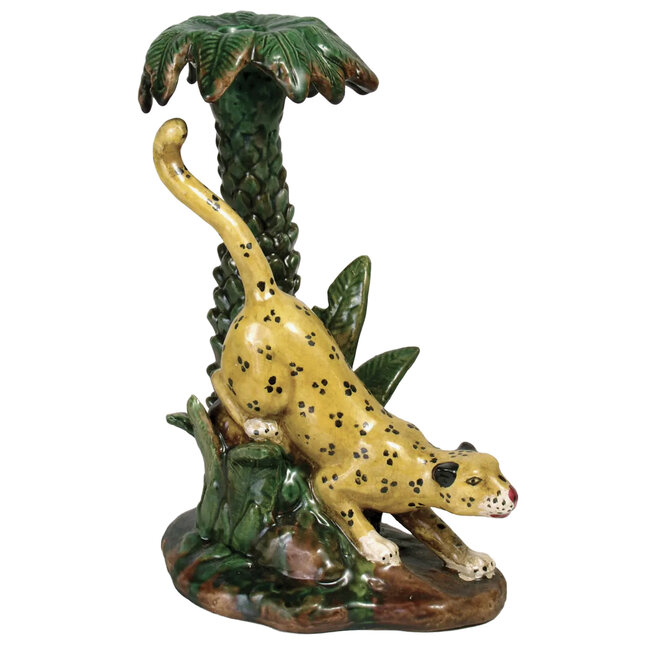 Majolica Style Leopard Candle