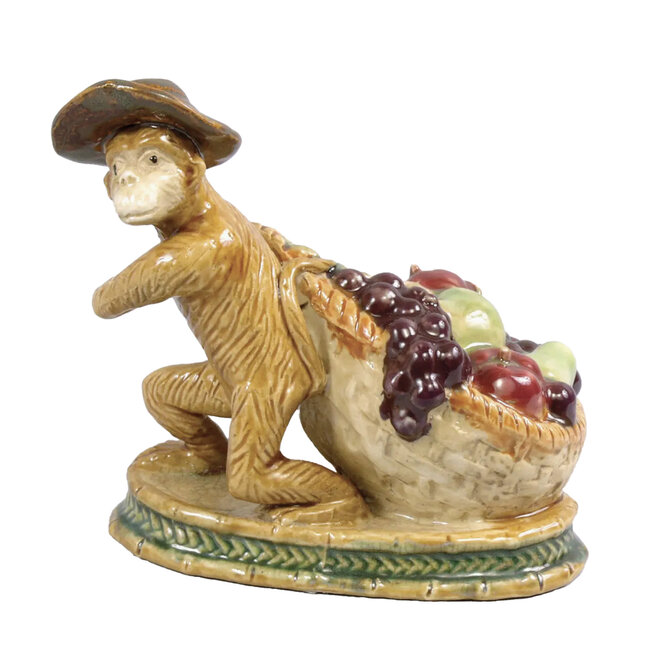 Majolica Style Monkey & Fruit