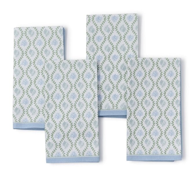 Coral Block Print Napkins - Set of 4
