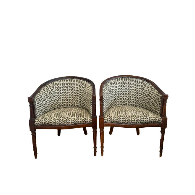 Pair of Custom Regency Style Barrel Chairs
