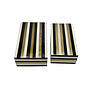 Set of 2 Black, White, and Gold Striped Boxes