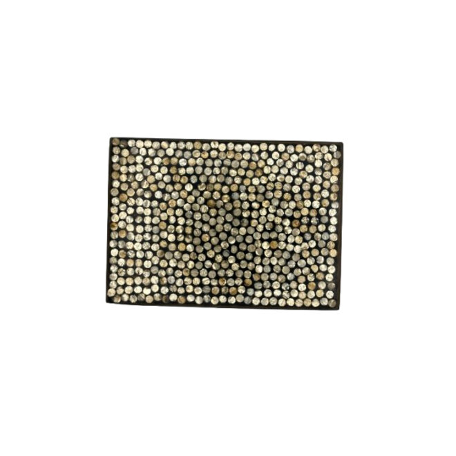 Set of 2 Black, White, and Gold Striped Boxes