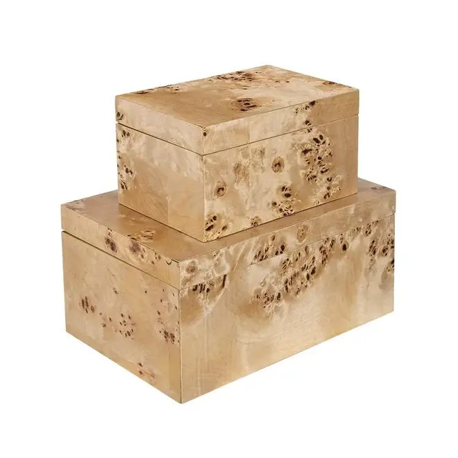 Set of 2 Burl Wood Boxes