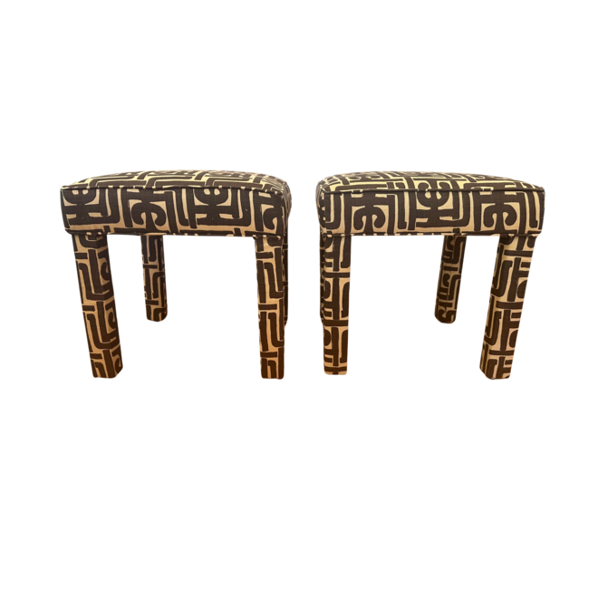 Pair Custom Upholstered Parsons Benches