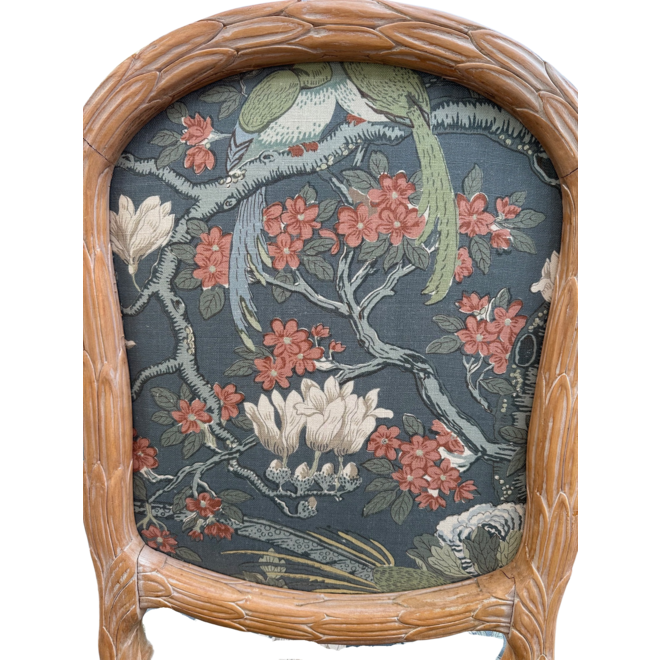Pair of Custom Chairs covered in GP&J "Rockbird Teal"