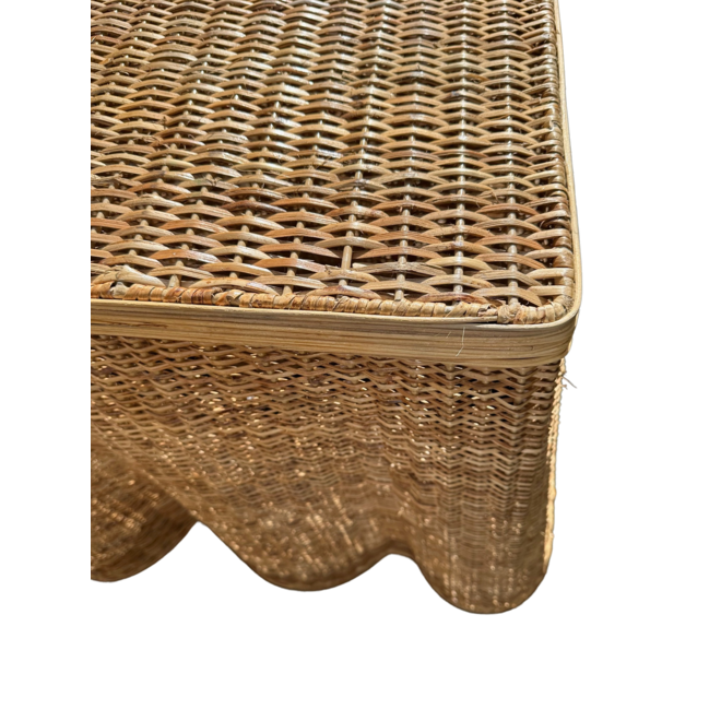 Scalloped Wicker Console Table
