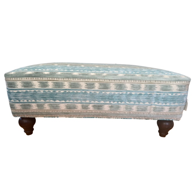 Custom Square Ottoman Upholstered in Brunschwig & Fils