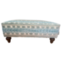 Custom Square Ottoman Upholstered in Brunschwig & Fils