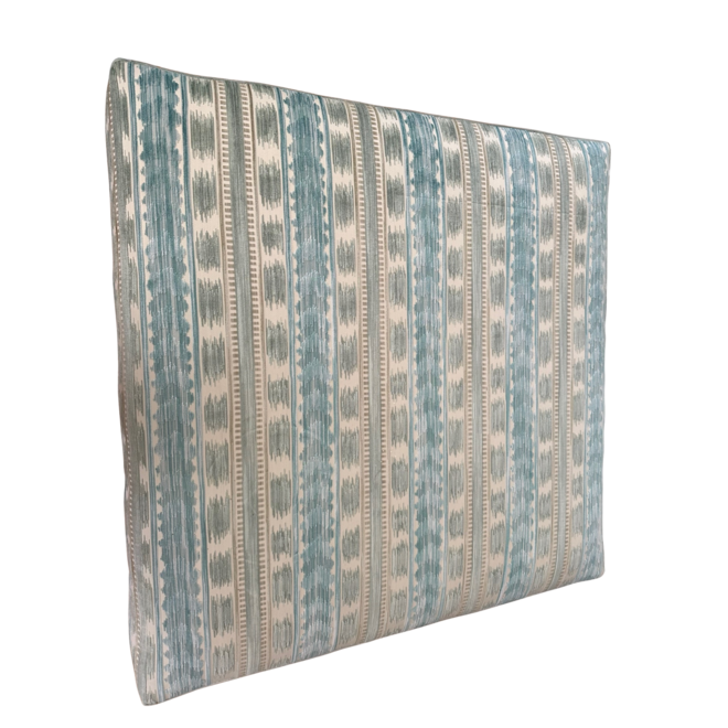 Custom Square Ottoman Upholstered in Brunschwig & Fils