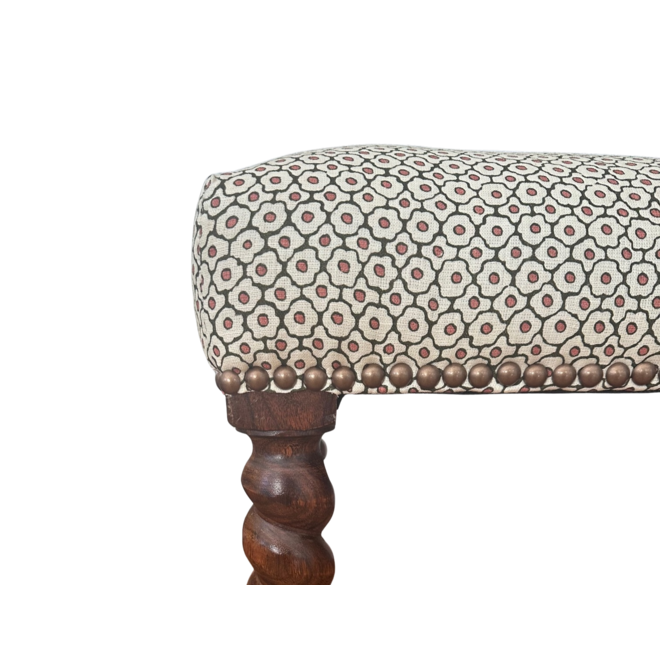 Pair Custom Twist Benches w/ Nailheads Covered in Bilhuber for La Gracieux