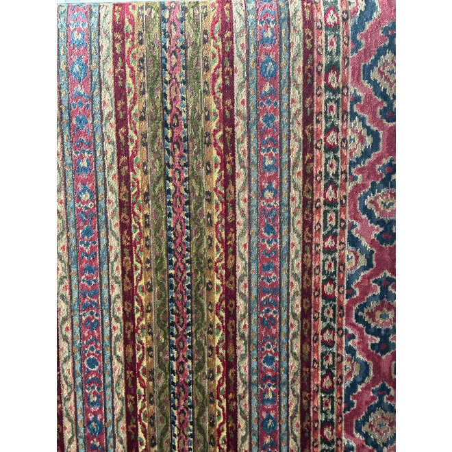 Custom Ottoman Covered in Brunschwig & Fils Savonnerie Velvet "Prussian & Garnet"