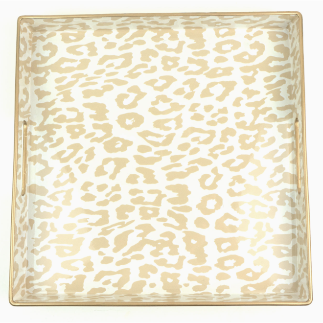Natural Square Leopard Tray