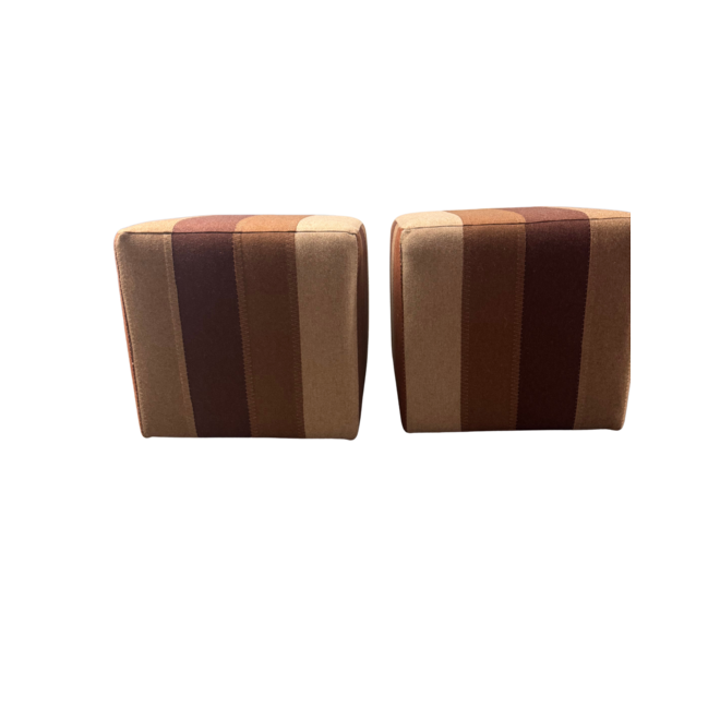 Pair of Custom Kravet Couture Striped Ottomans