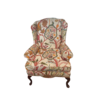 Custom Wing Chair Covered in Thibaut "Windsor Cream & Red"