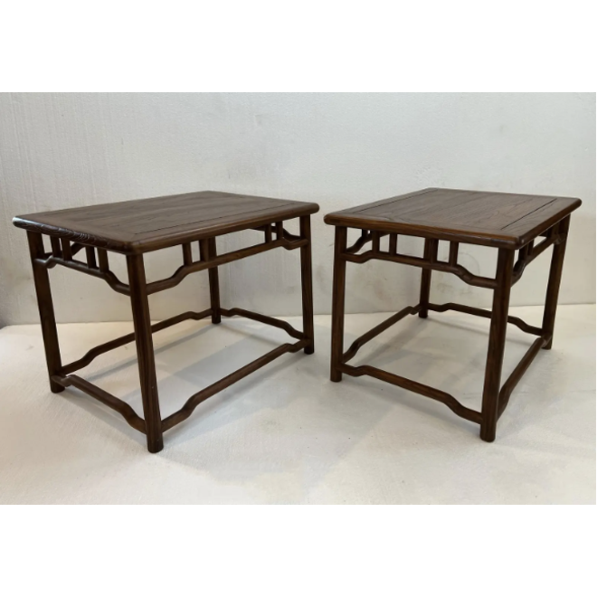 Pair Vintage Late 20th Century Contemporary Ming Dynasty Style Elm Tables