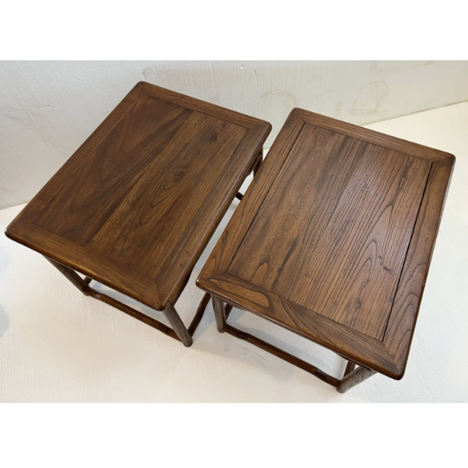 Pair Vintage Late 20th Century Contemporary Ming Dynasty Style Elm Tables