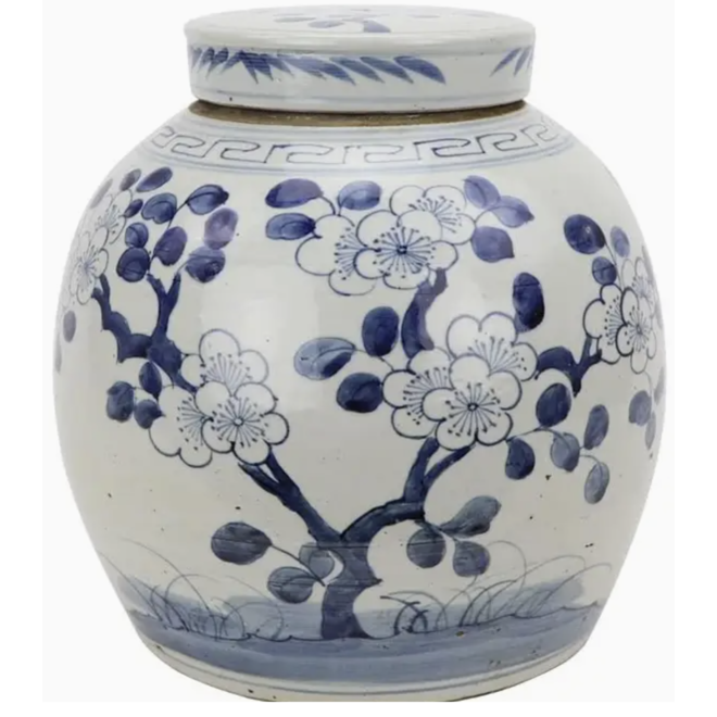 Chinoiserie Floral Flat Top Jar