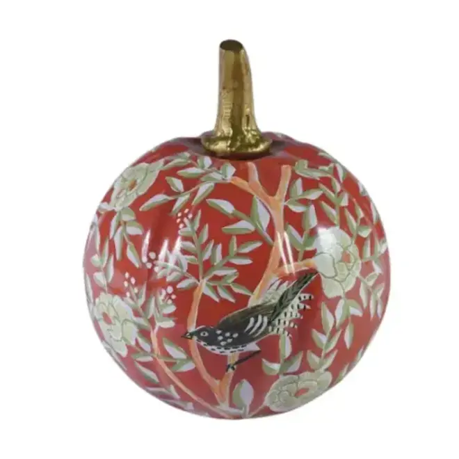 Rusty Red Chinoiserie Pumpkin - Medium