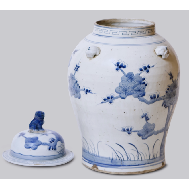 Blue and White Porcelain Temple Jar