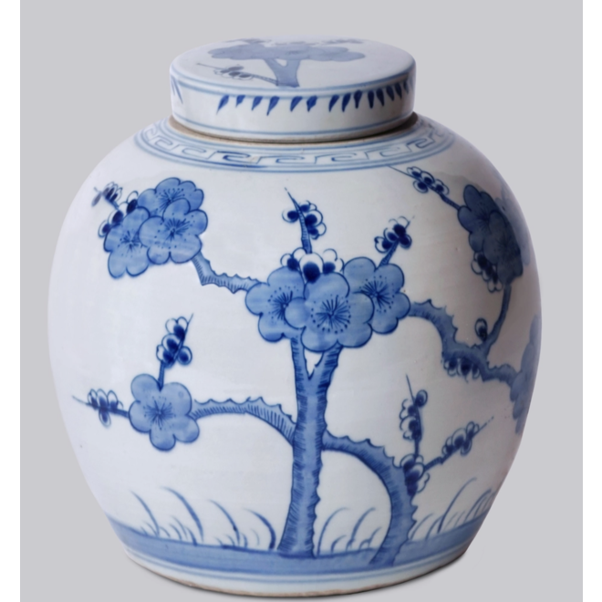Blue & White Porcelain Cherry Blossom Jar