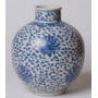 Blue & White Porcelain Scroll Globe Vase