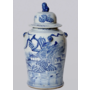 Blue & White Porcelain Landscape Temple Jar
