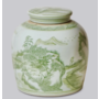 Green & White Porcelain Landscape Jar