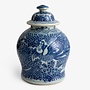 Small Blue and White Phoenix Temple Jar