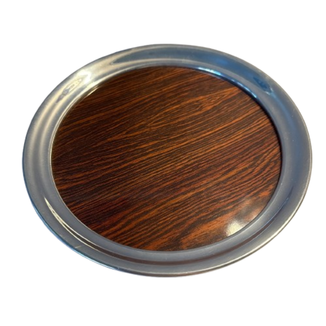 Circle Web Pewter and Wood Tone Serving Tray